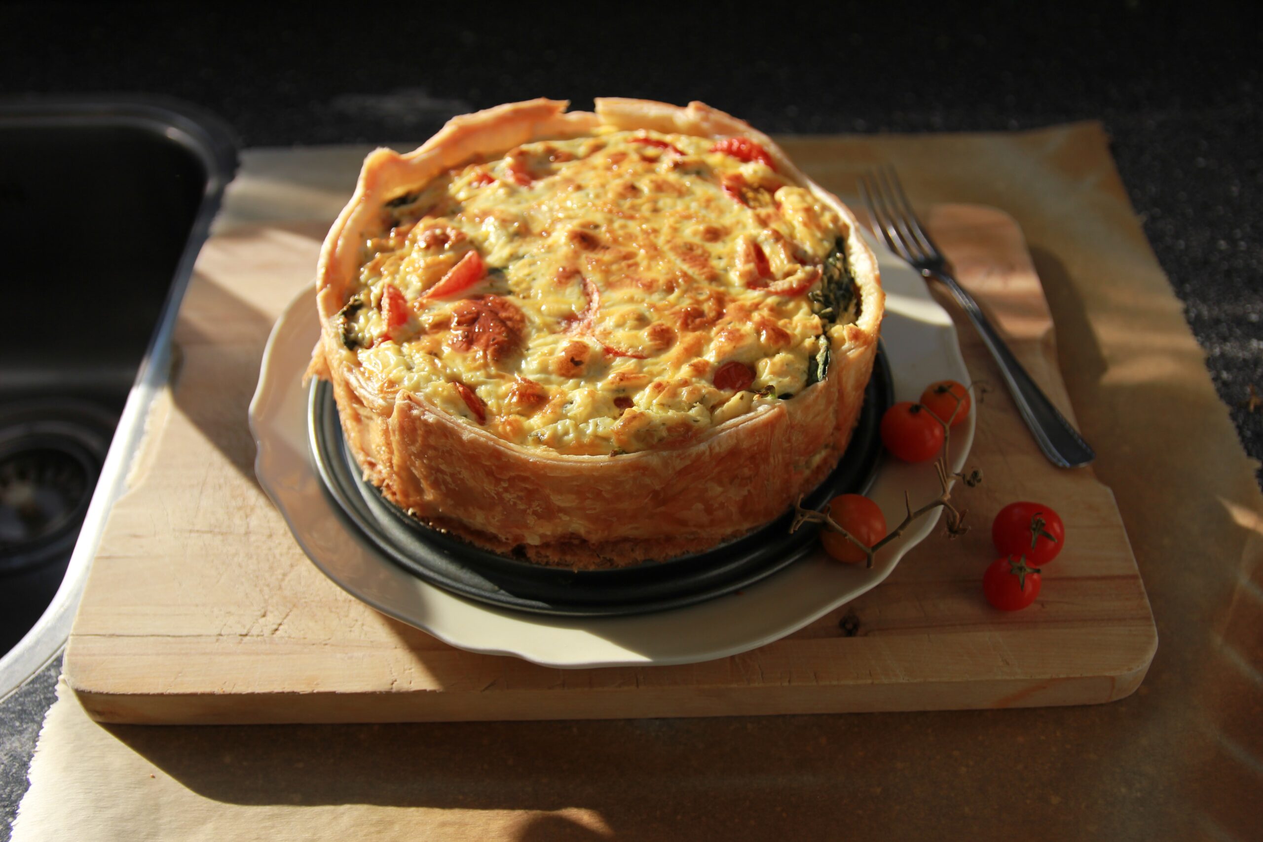 quiche on the plate